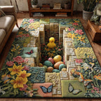 Easter Chick Patch area rug in a living room