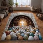Easter Cross Light area rug in a living room