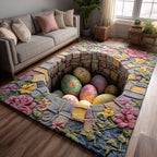 Easter Egg Bloom area rug in a living room