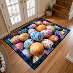 Easter Egg Wonderland area rug in a living room