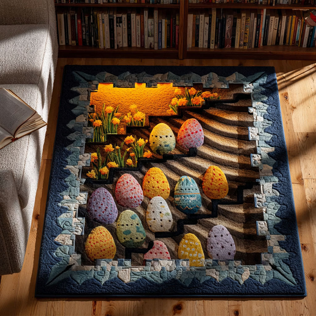 Easter Garden Pathway area rug in a living room
