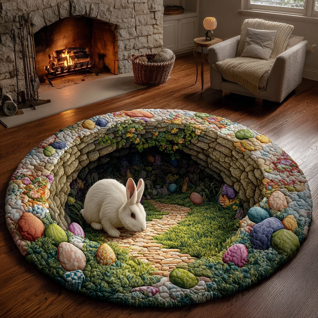 Easter Hidden Path Round Mat Rug - washable non-slip printed rug