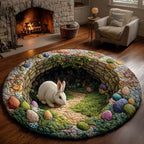 Easter Hidden Path Round Mat Rug - washable non-slip printed rug