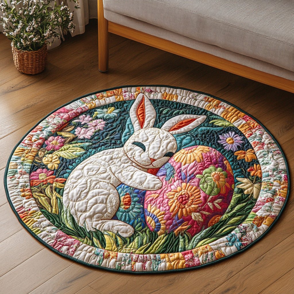 Easter Hug Round Mat Rug - washable non-slip printed rug