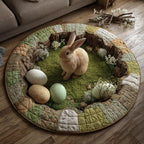 Easter Meadow Round Mat Rug - washable non-slip printed rug