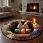 Easter Mystic Hollow Round Mat Rug - washable non-slip printed rug