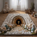 Easter Resurrection Path area rug in a living room