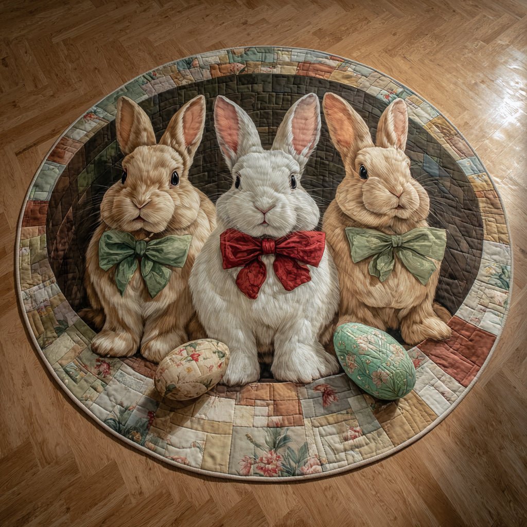 Easter Royal Trio Round Mat Rug - washable non-slip printed rug