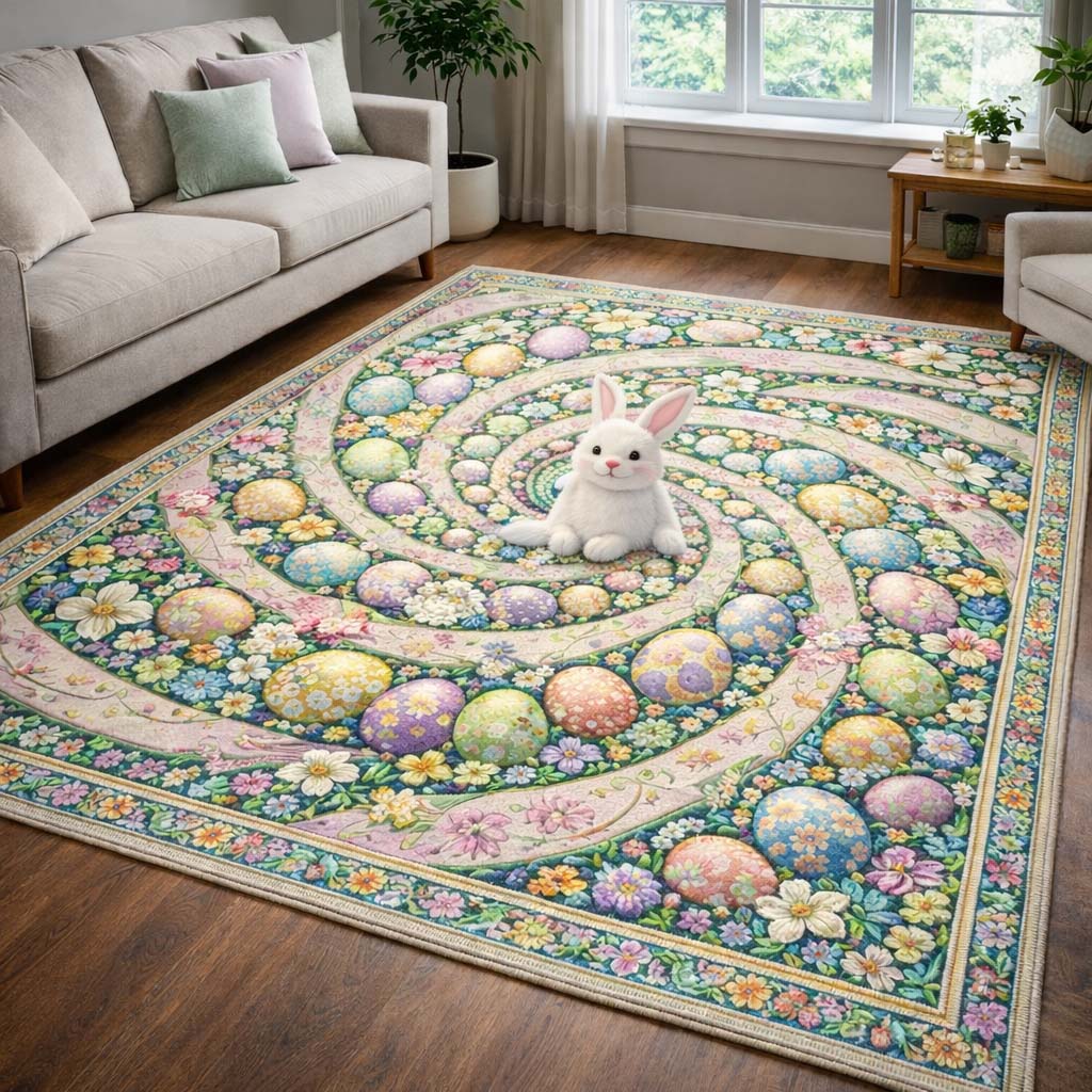 Easter Serenity area rug in a living room