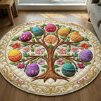 Easter Tree Round Mat Rug - washable non-slip printed rug