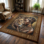 Ebony Queen area rug in a living room