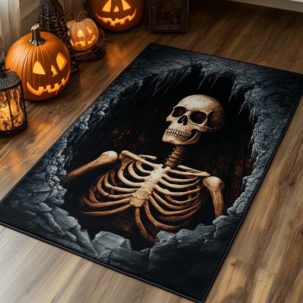 Echo Bones area rug in a living room