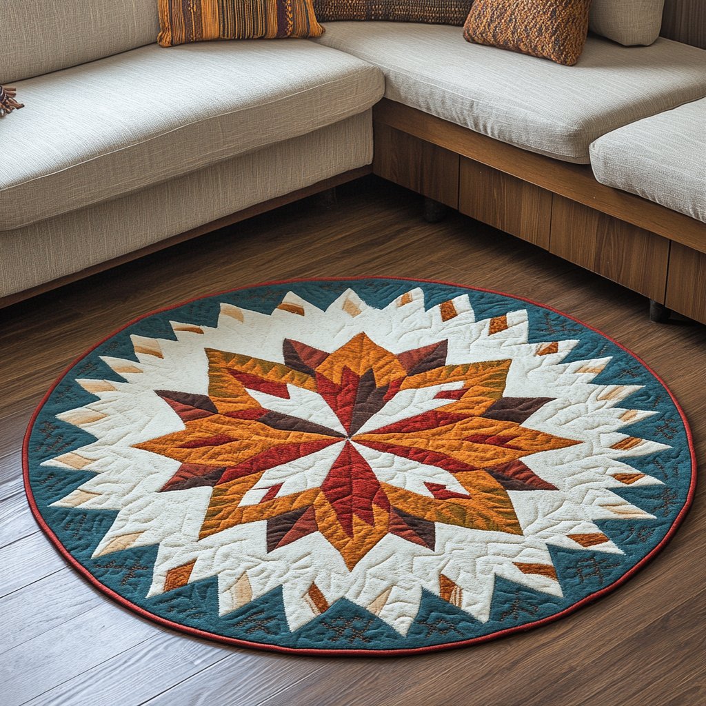 Echoes of the Ancestors Round Mat Rug - washable non-slip printed rug