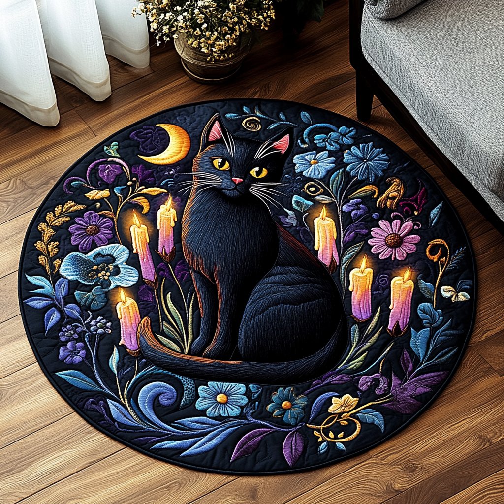Eclipse Elegance Round Mat Rug - washable non-slip printed rug