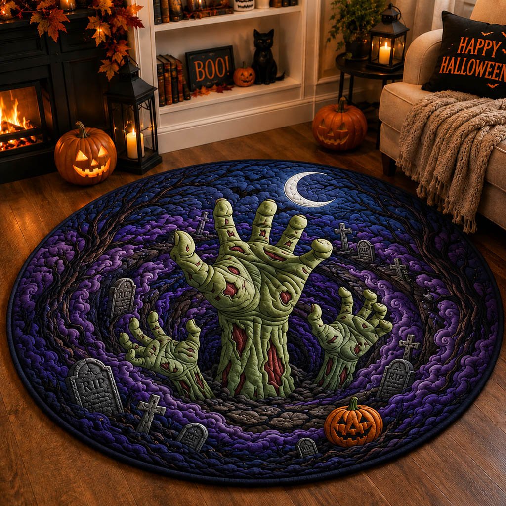 Eerie Dusk Ascent Round Mat Rug - washable non-slip printed rug