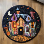 Eerie Night Round Mat Rug - washable non-slip printed rug
