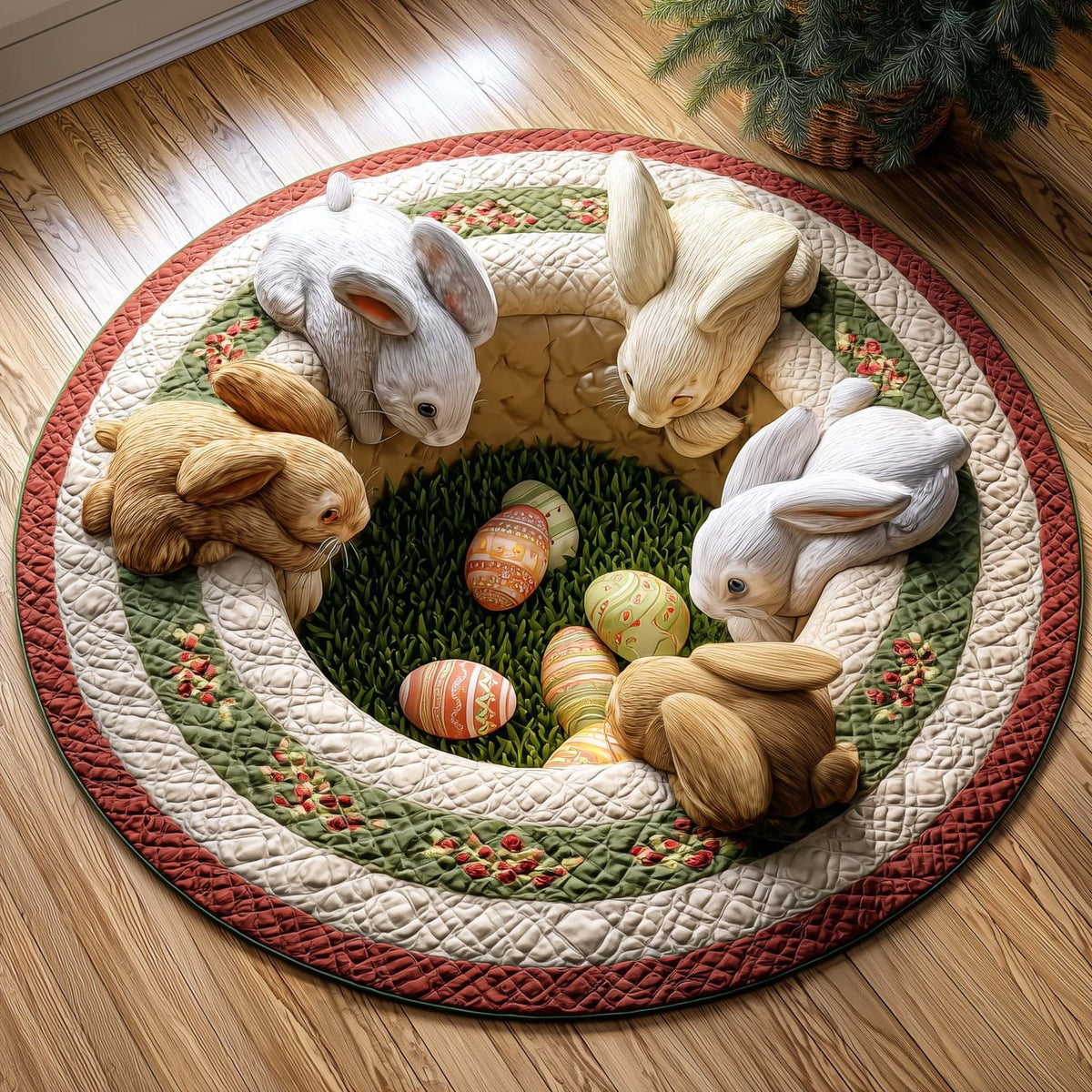 Egg Circle Round Mat Rug - washable non-slip printed rug