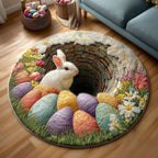 Egg Hunt Round Mat Rug - washable non-slip printed rug