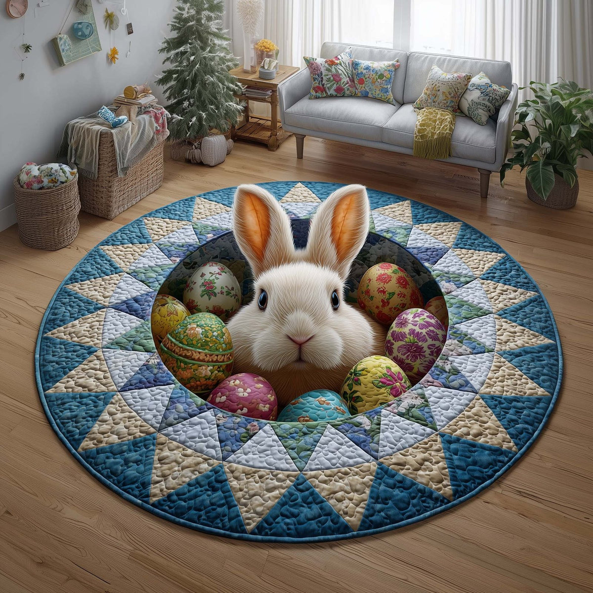 Egg Nest Round Mat Rug - washable non-slip printed rug