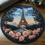 Eiffel Charm Round Mat Rug - washable non-slip printed rug