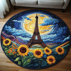 Eiffel Lights Round Mat Rug - washable non-slip printed rug