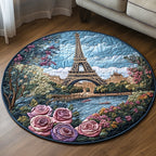 Eiffel Tower Love Round Mat Rug - washable non-slip printed rug