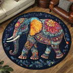 Ele Print Round Mat Rug - washable non-slip printed rug