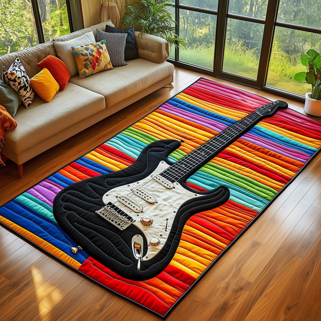 Electric Guitar area rug in a living room