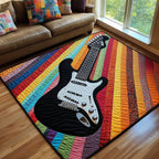 Electric Guitar area rug in a living room