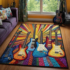 Electric Guitar area rug in a living room