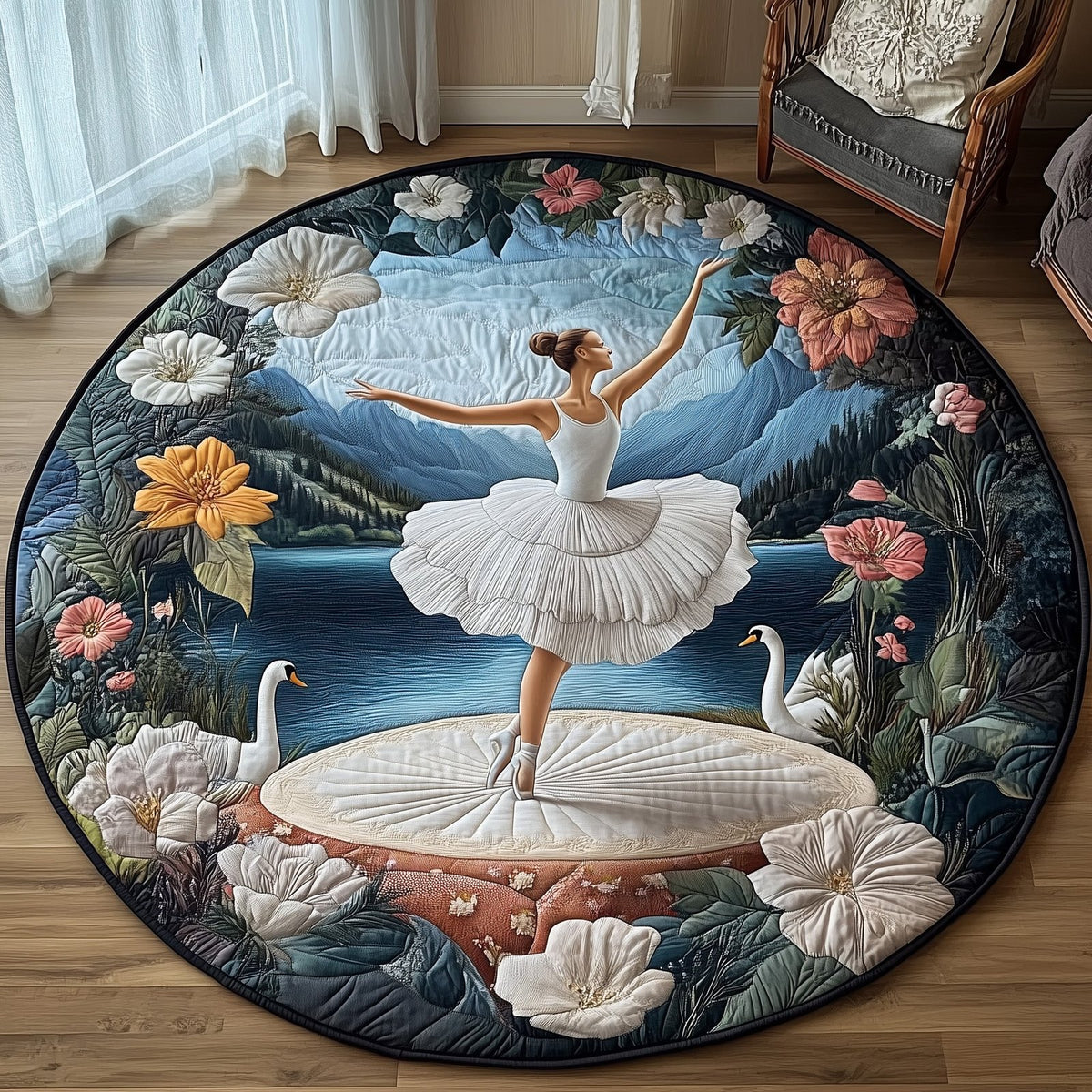 Elegant Ballerina Round Mat Rug - Nature Design | Serene Home Decor