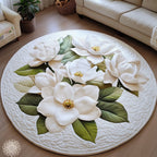 Elegant Blooms Round Mat Rug - washable non-slip printed rug