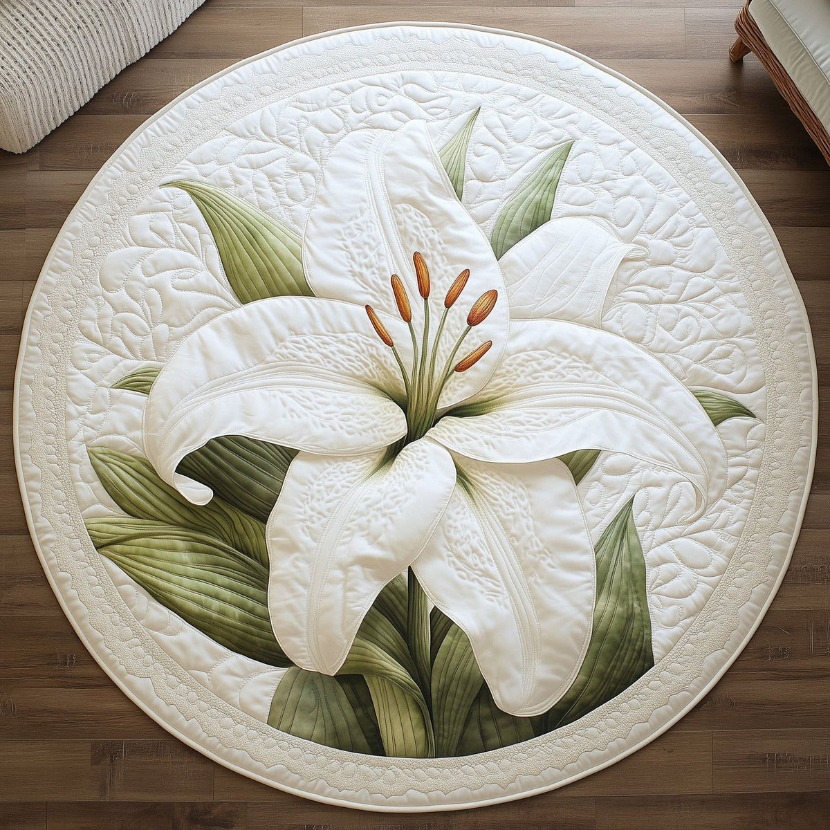 Elegant Blooms Round Mat Rug - Nature Design | Serene Home Decor