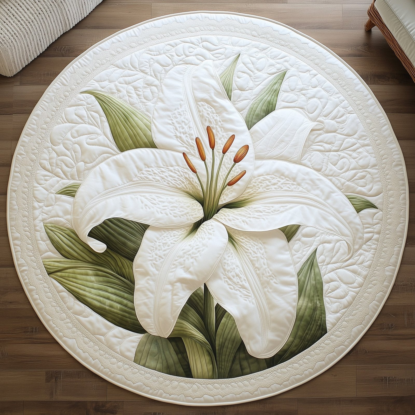 Elegant Blooms Round Mat Rug - Nature Design | Serene Home Decor