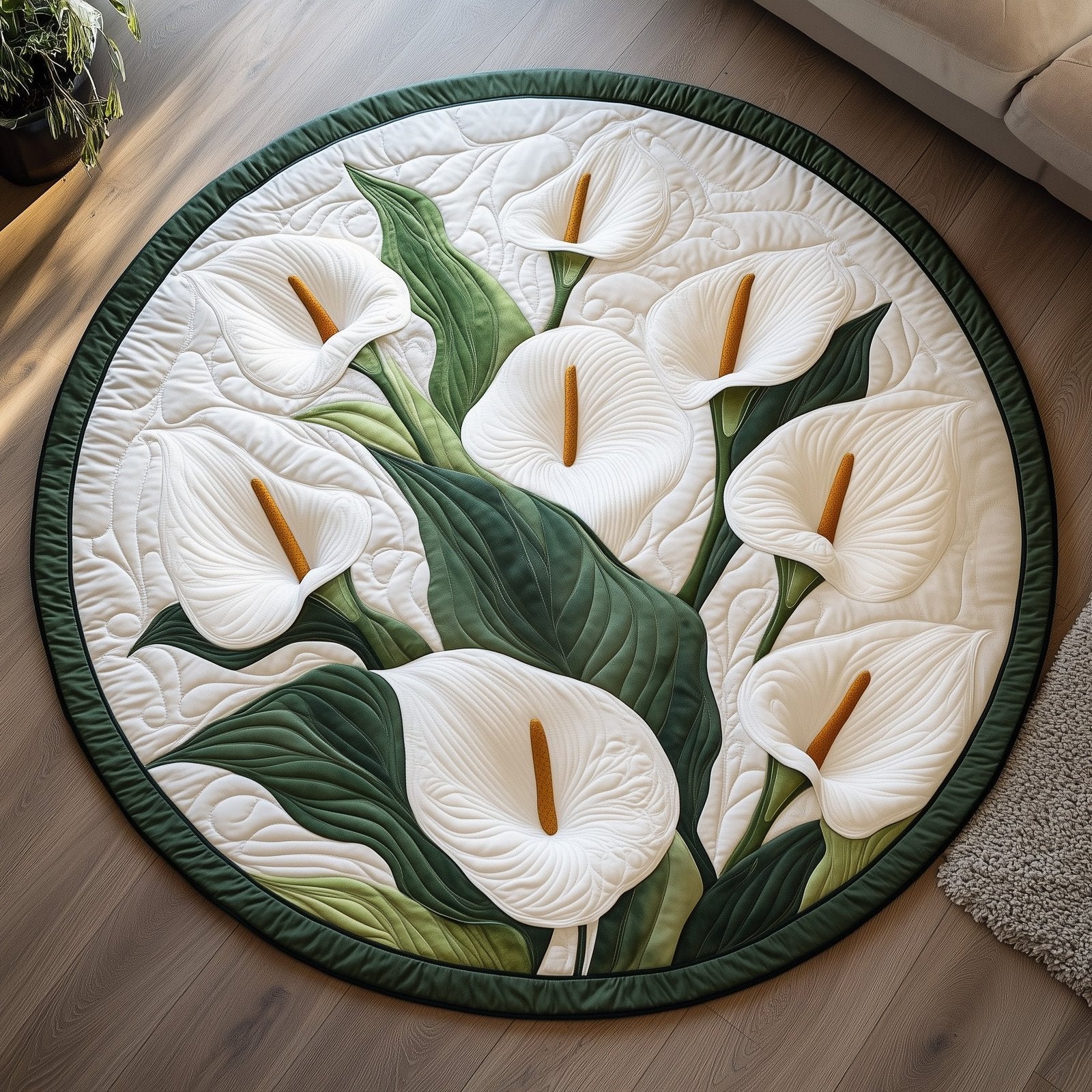 Elegant Blooms Round Mat Rug - Nature Design | Serene Home Decor