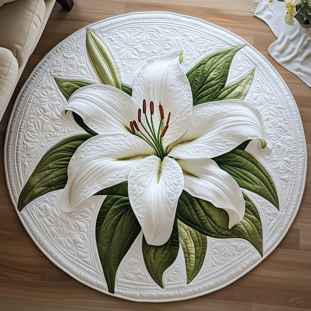 Elegant Blooms Round Mat Rug - Nature Design | Serene Home Decor