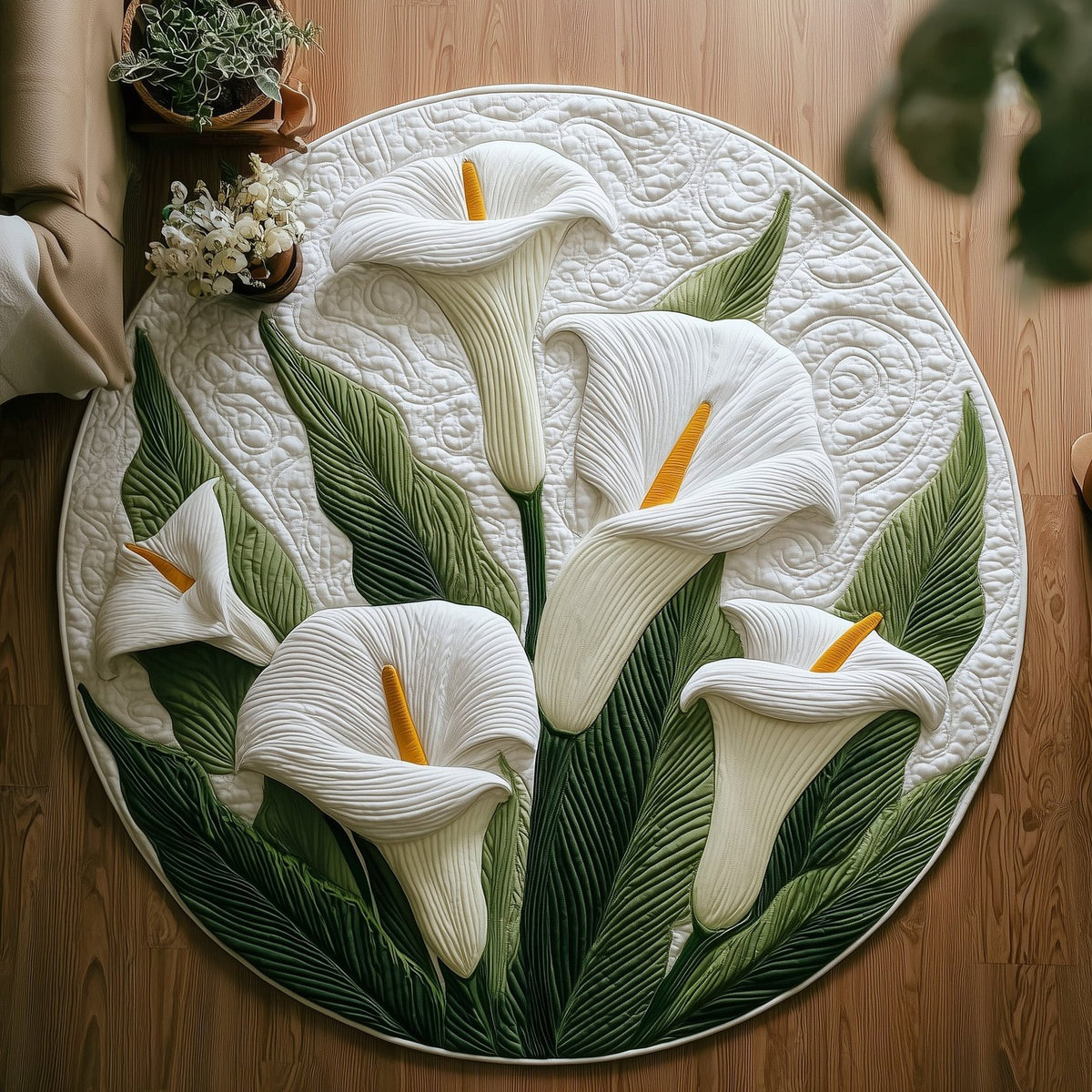 Elegant Blooms Round Mat Rug - Nature Design | Serene Home Decor
