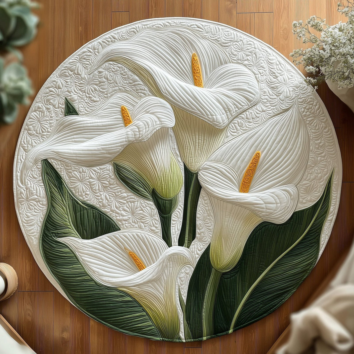 Elegant Blooms Round Mat Rug - Nature Design | Serene Home Decor
