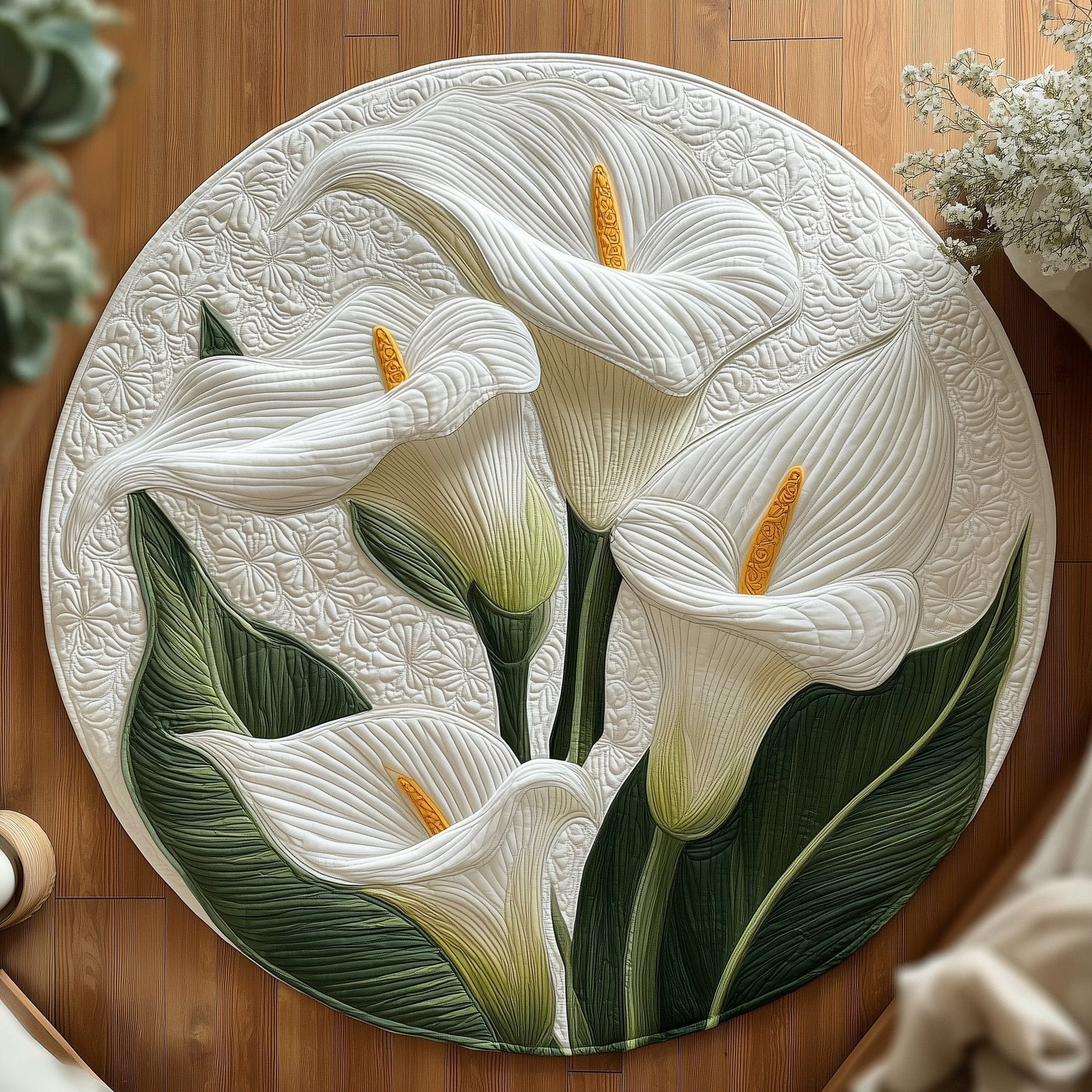 Elegant Blooms Round Mat Rug - Nature Design | Serene Home Decor