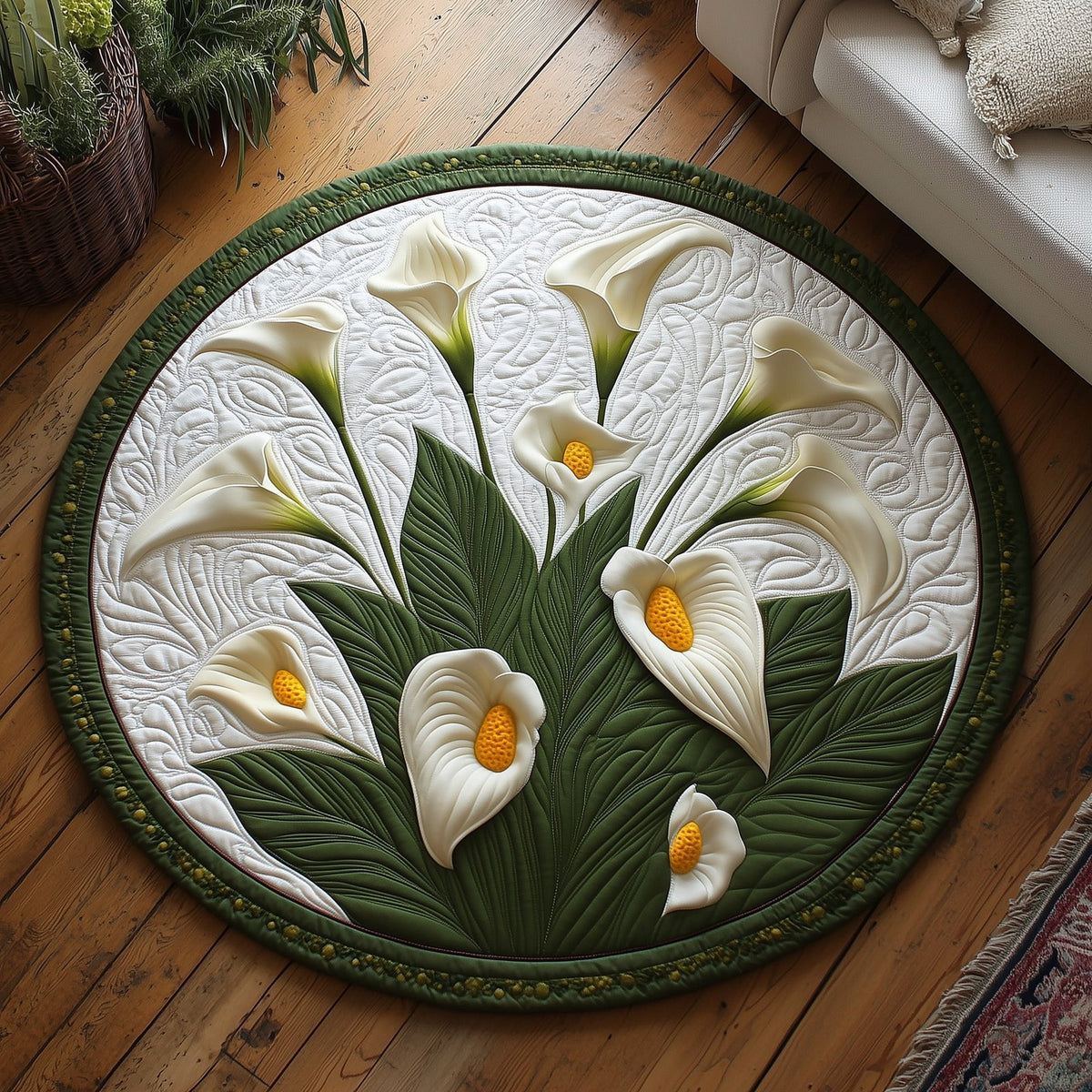 Elegant Blooms Round Mat Rug - Nature Design | Serene Home Decor