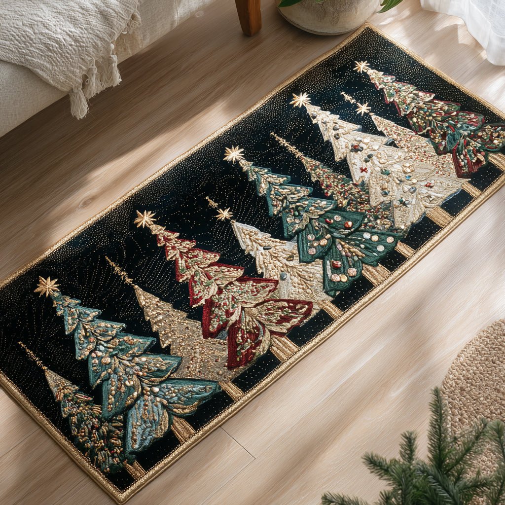 Elegant Christmas Tree Runner Carpet Runner Rug - Cute Pet Design | Animal Printed Runner Rug