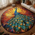 Elegant Feather Round Mat Rug - washable non-slip printed rug