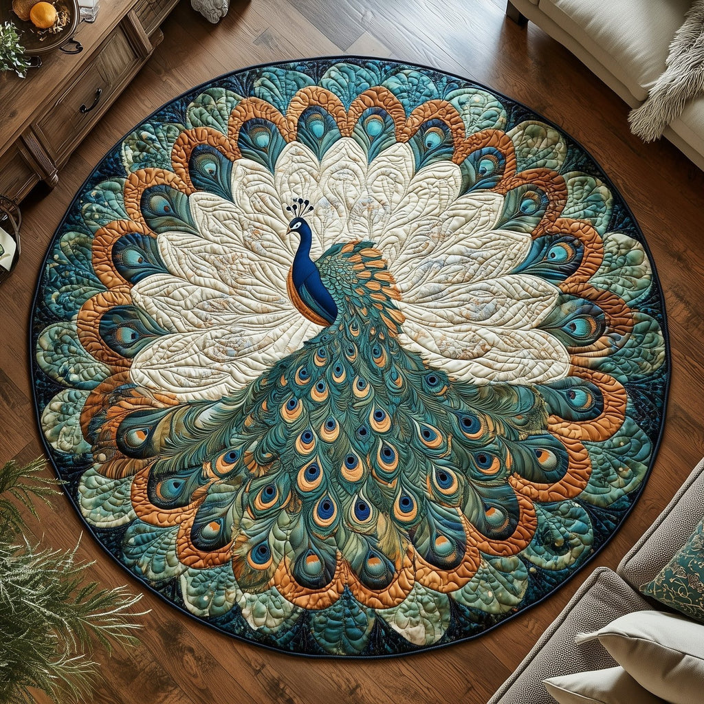 Elegant Feather Round Mat Rug - Nature Design | Serene Home Decor