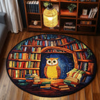 Elegant Owl Round Mat Rug - washable non-slip printed rug