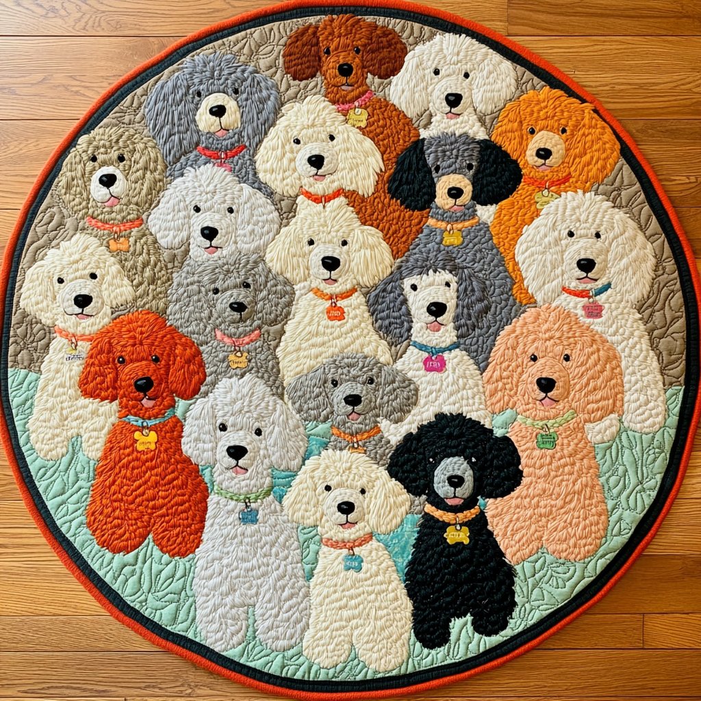 Elegant Paws Round Mat Rug - washable non-slip printed rug