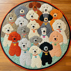Elegant Paws Round Mat Rug - washable non-slip printed rug