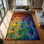 Elegant Peacock area rug in a living room