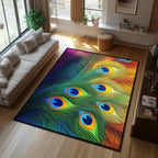Elegant Peacock area rug in a living room
