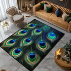 Elegant Peacock area rug in a living room