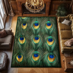 Elegant Peacock area rug in a living room